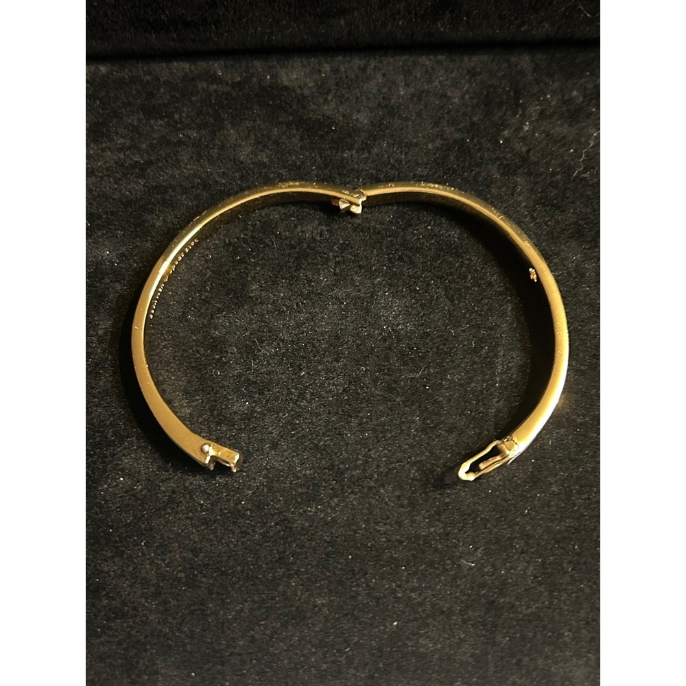 Vintage Kate Spade New York White Enamel Gold Tone Hinged Bangle‎ Bracelet - Picture 5 of 6